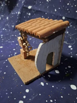 Casa Belén Navideño Corcho Madera Mimbre