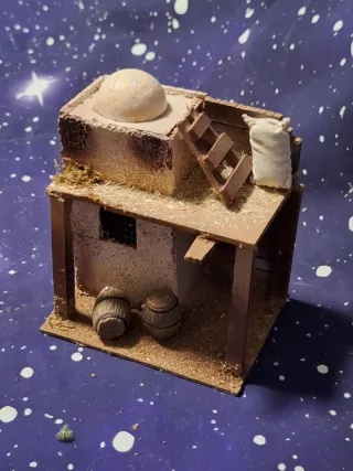 Casa Belén Navideño Corcho Madera Mimbre