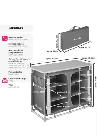 Mesa de camping plegable gris