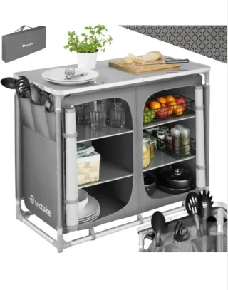 Mesa de camping plegable gris