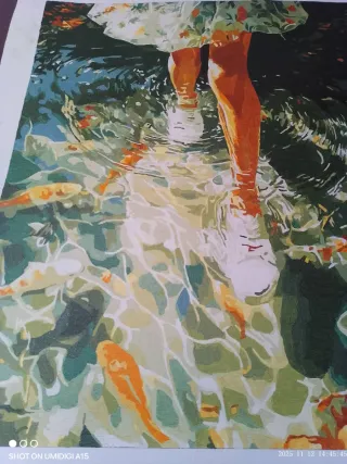 Lienzo moderno verde y naranja