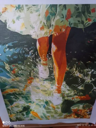 Lienzo moderno verde y naranja