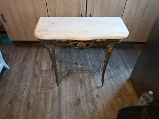Mesa consola bronce mármol blanco