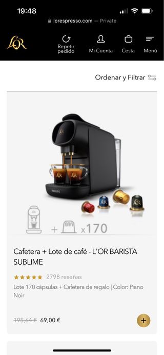 Cafetera L'OR Barista Philips Negra