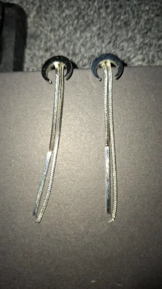 Pendientes colgantes media luna acero