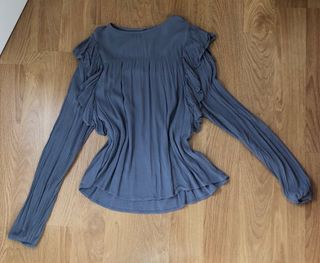 Blusa Mango Teen volantes azul