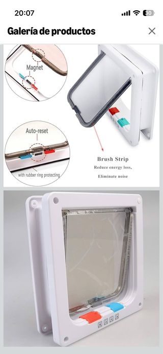 Puerta para Gatos Blanca y Transparente