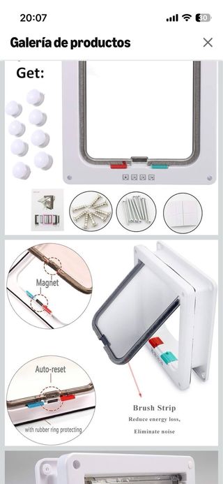 Puerta para Gatos Blanca y Transparente
