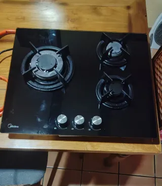 Encimera cocina de gas vitrocerámica 3 fuegos