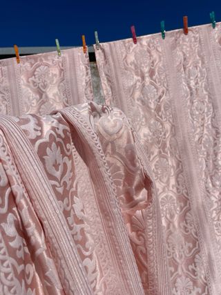 Tela de seda pura adamascada antigua cortinas