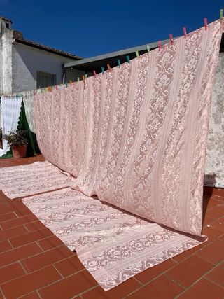 Tela de seda pura adamascada antigua cortinas