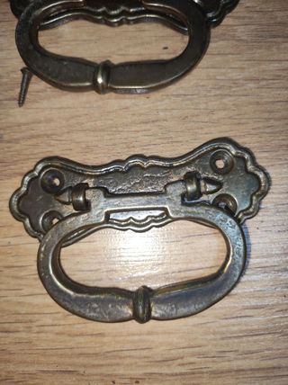 6 antiguos tiradores de bronce años 60