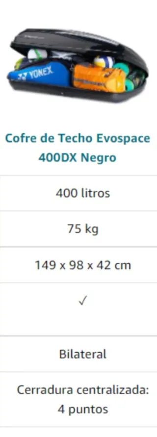 Baúl portaequipajes Evospace 400DX