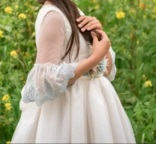 Vestido de Comunión Blanco y celeste