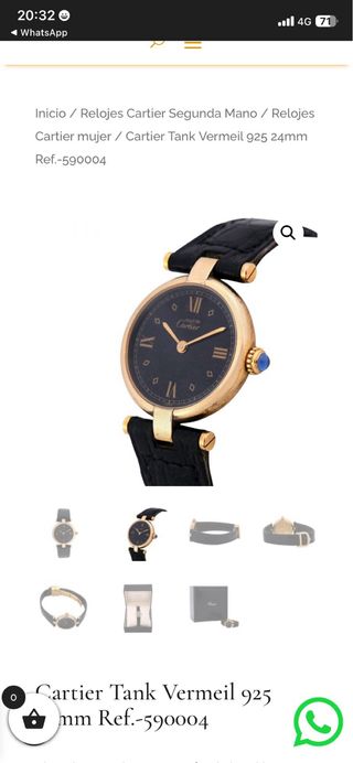 Reloj Cartier Tank Vermeil 925 Mujer