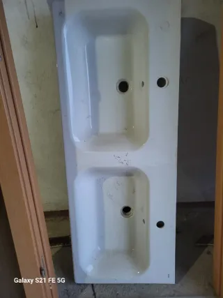 Lavamanos doble de cerámica blanco