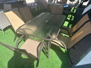 MESA CRISTAL TEMPLADO + 6 SILLAS