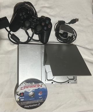 Ps2 Slim Argento + Controller + Eye Toy + gioco
