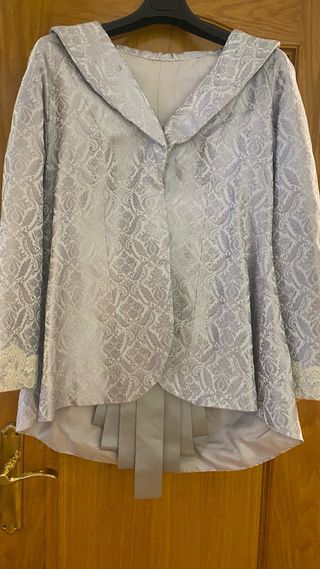 Corpiño fallera embarazada plata y blanco