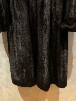 Abrigo de pelo largo negro/marrón