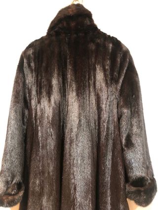 Abrigo de pelo largo negro/marrón