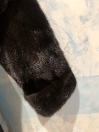 Abrigo de pelo largo negro/marrón