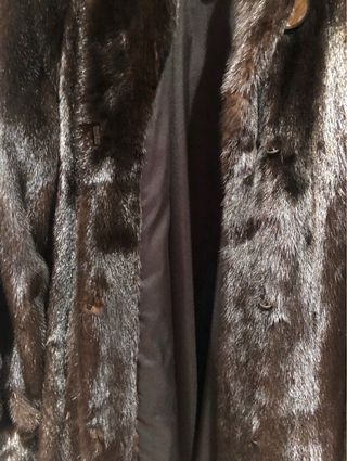 Abrigo de pelo largo negro/marrón