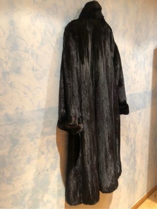 Abrigo de pelo largo negro/marrón