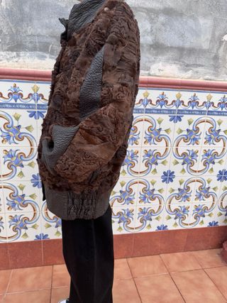 Cazadora bomber vintage cuero y astracán