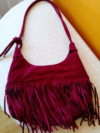 Bolso Hobo Flecos color burdeos