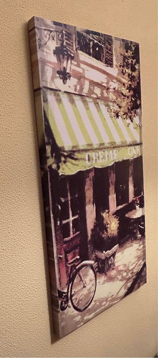 Cuadro decorativo. Café. París. Bicicleta.