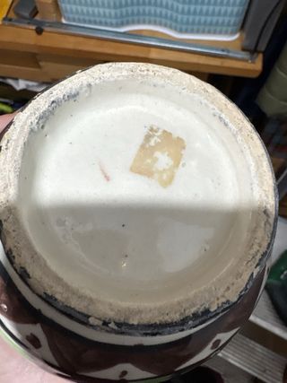 Antiguo Jarrón Cerámica Decorado Talavera o Andúja