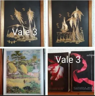 Jarrón Mimbre, Cuadro y Libros