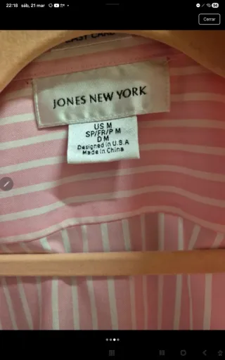 Camisa de rayas rosa y blanca Jones New York Talla