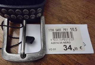 Cintura vera pelle uomo nera borchie