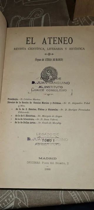 Ateneo de Madrid S. XIX – Lote 3 tomos buen estado