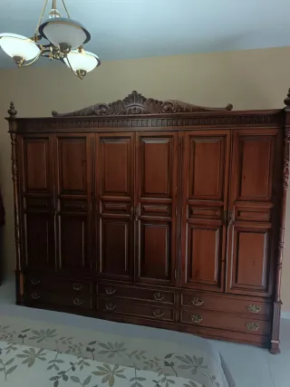 Dormitorio completo madera nogal.