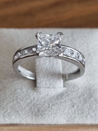 Set 2 Anillos Plata 925 Compromiso Princesa