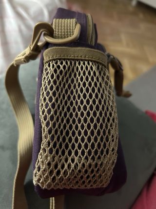Bolso pequeño unisex morado y beige