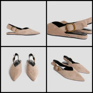 Zapatos destalonados beige con hebilla