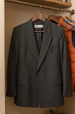 Blazer Zara Doble Raya Diplomática XS Americana