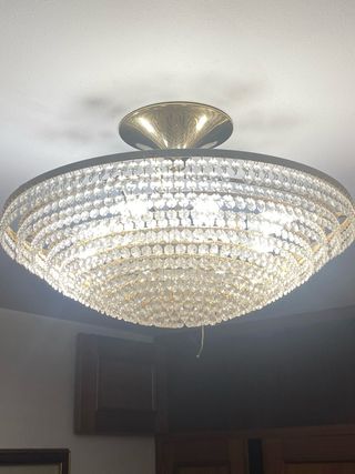 Lámpara de techo de cristal dorada