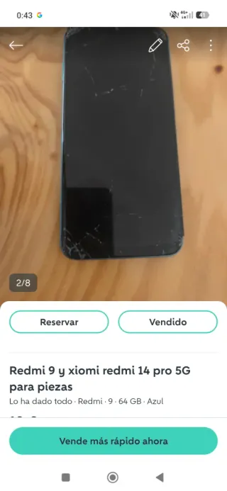 Redmi Note 14 Pro 5G Negro para piezas y redmi 9