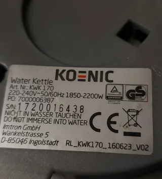 Base hervidor Koenic KWK170