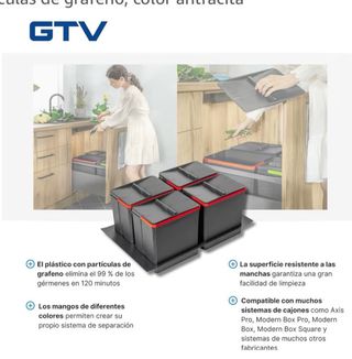 Juego 4 cubos basura GTV AxiSpace 15L