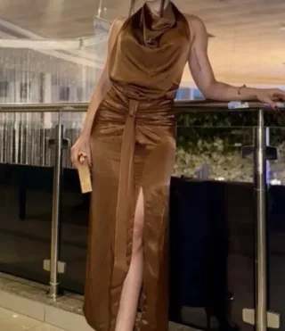 Vestido Zara Marrón Seda