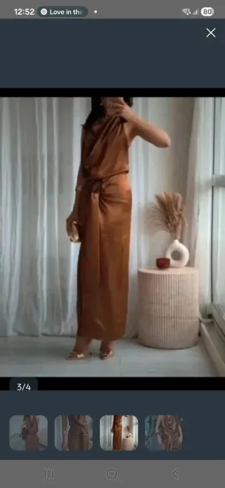 Vestido Zara Marrón Seda
