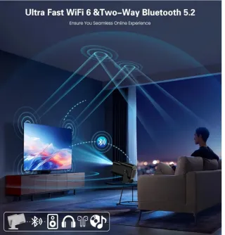 Proyector 4K, Portátil 1080P Bluetooth WiFi.