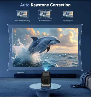 Proyector 4K, Portátil 1080P Bluetooth WiFi.