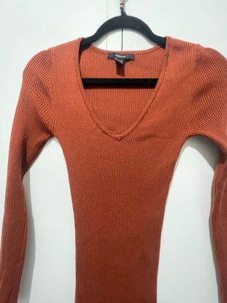 Vestido Malha Canelada Forever 21 Terracota S